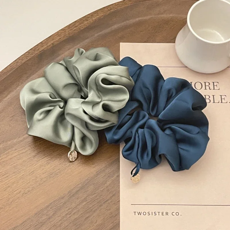 Satin Silk Hair Scrunchies Black Hair Ties for Girl and Women Scrunchie Solid Color Hair Accessories Scrunch Hairclips for Women