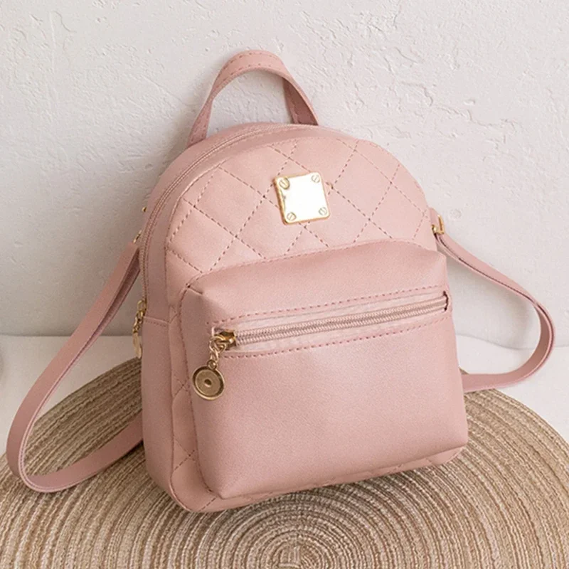 Mini Mochila pequeña de cuero Pu para mujer, bolso multifunción para teléfono, mochila escolar para mujer