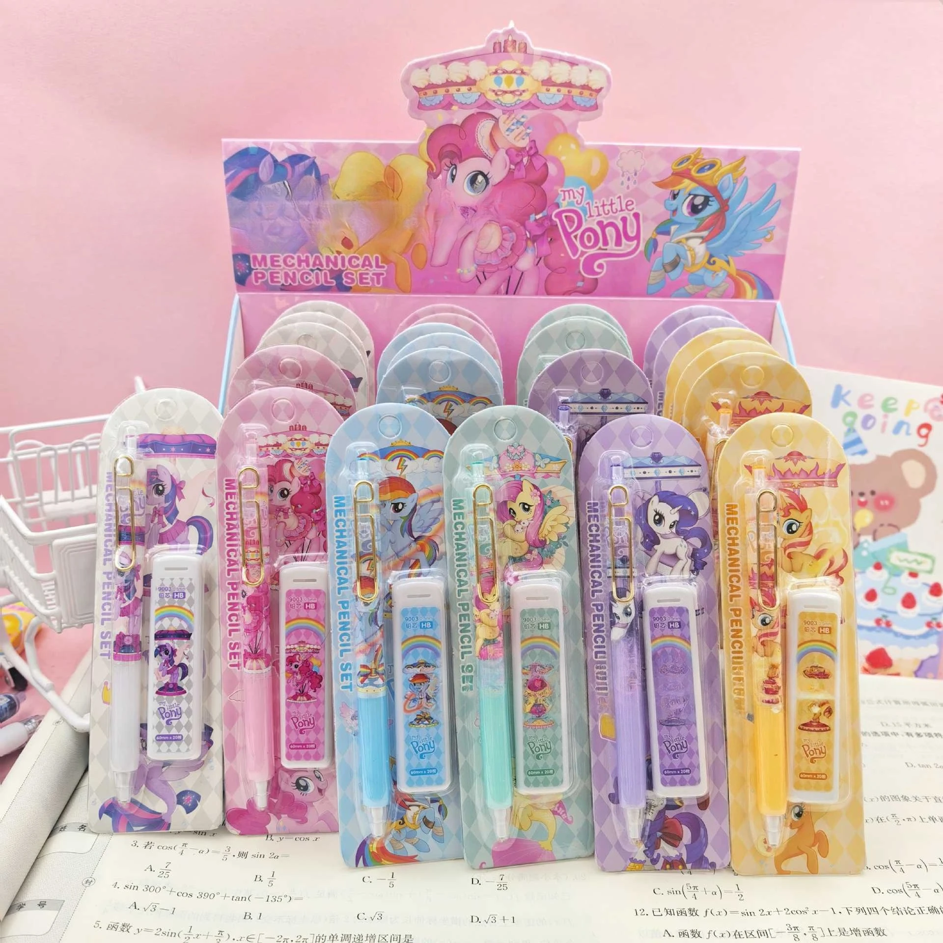 My Little Pony Automatic Pencil Set, Unsharpenable Continuous Lead, Cartoon Push-Button Mechanical Pencil