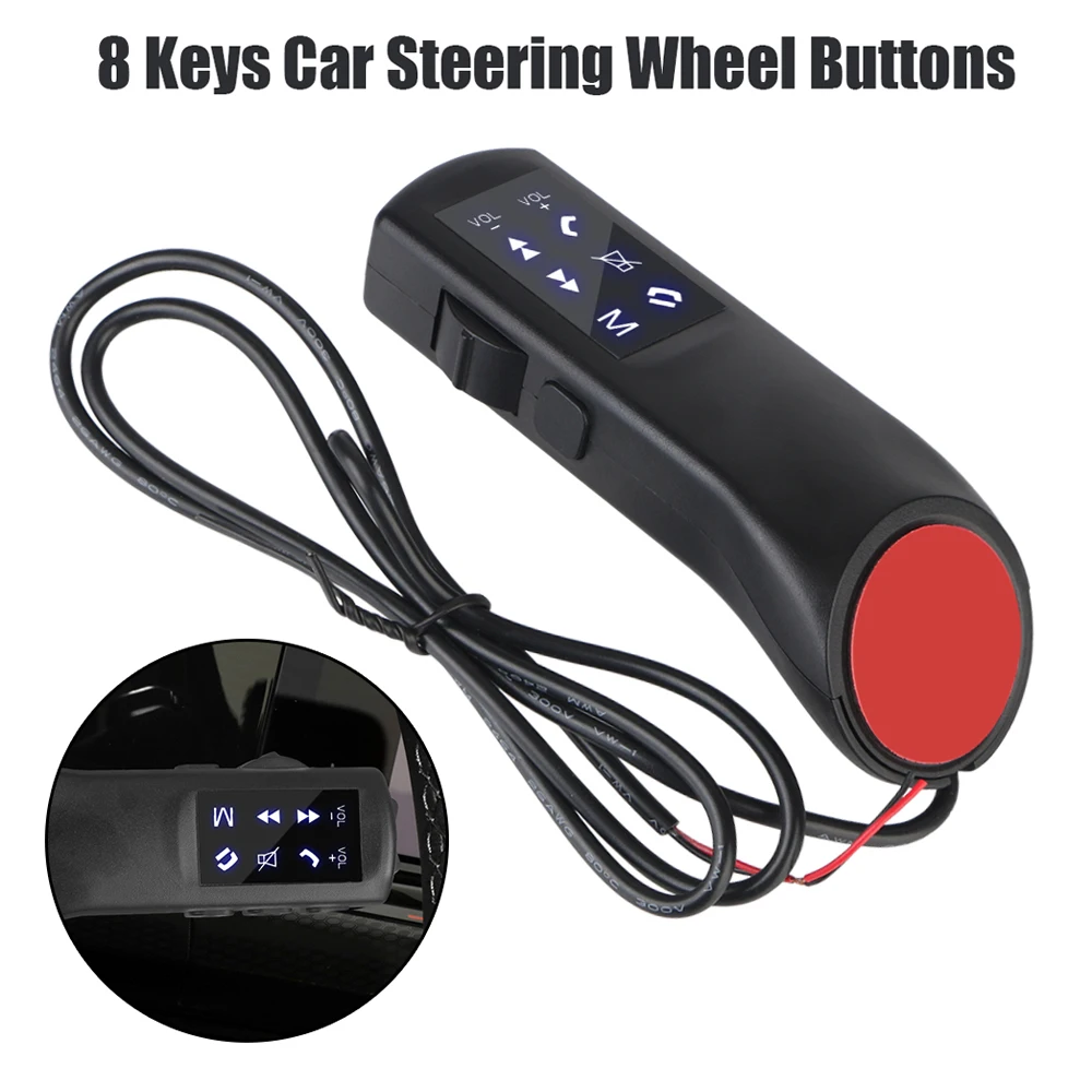8 Keys Remote Controller Wireless Control For Music Phone DVD Navigation Universal Car Steering Wheel Buttons 12V