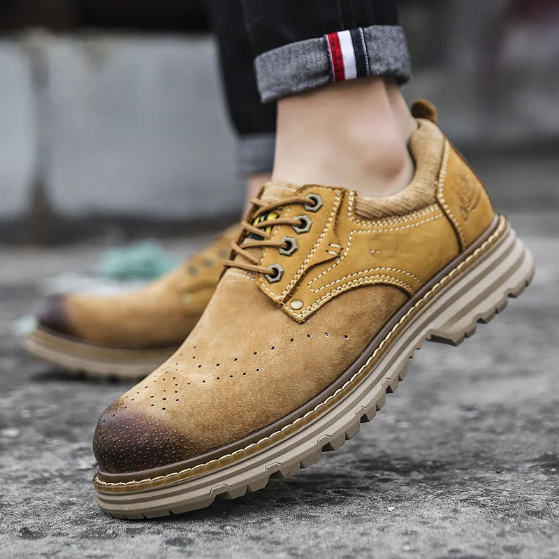 

Brogue Leather Classic Shoes Men High Quality Male Daily Casual Comfort Outdoor Street Retro Boots Handmade Hiking Hard-wearing