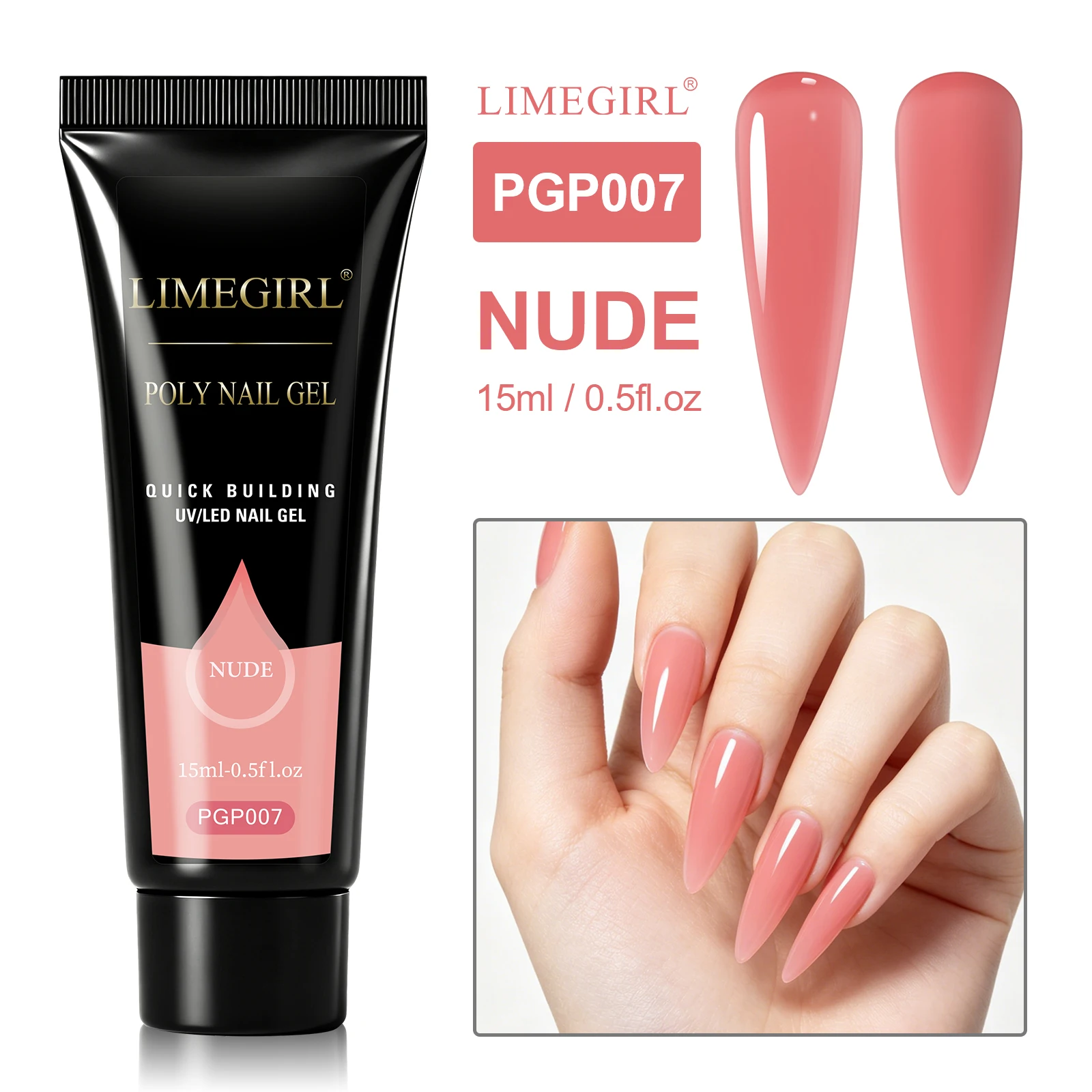 LIMEGIRL 25 Farben Poly-Verlängerungsnagelgel für Nagelkunst, Acryl-Maniküre-Design, UV-Lacke, semi-permanentes, schnelles Verlängerungsgel