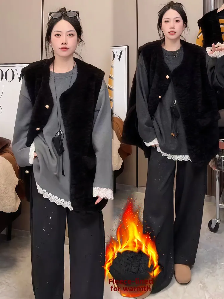 Warm Fce Gevoerd Vest Bovenkleding Pendelen Sle Damesjas Grote Maat Kleine Fraance Sle Koreaanse Versie Herfst Winter Fas...