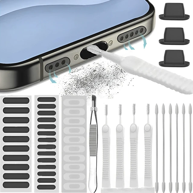 Uniwersalne zatyczki przeciwpyłowe do głośników telefonów komórkowych Naklejka siatkowa do iPhone'a 15 14 Pro Max Samsung Mi Port ładowania Zestaw ochronny do czyszczenia