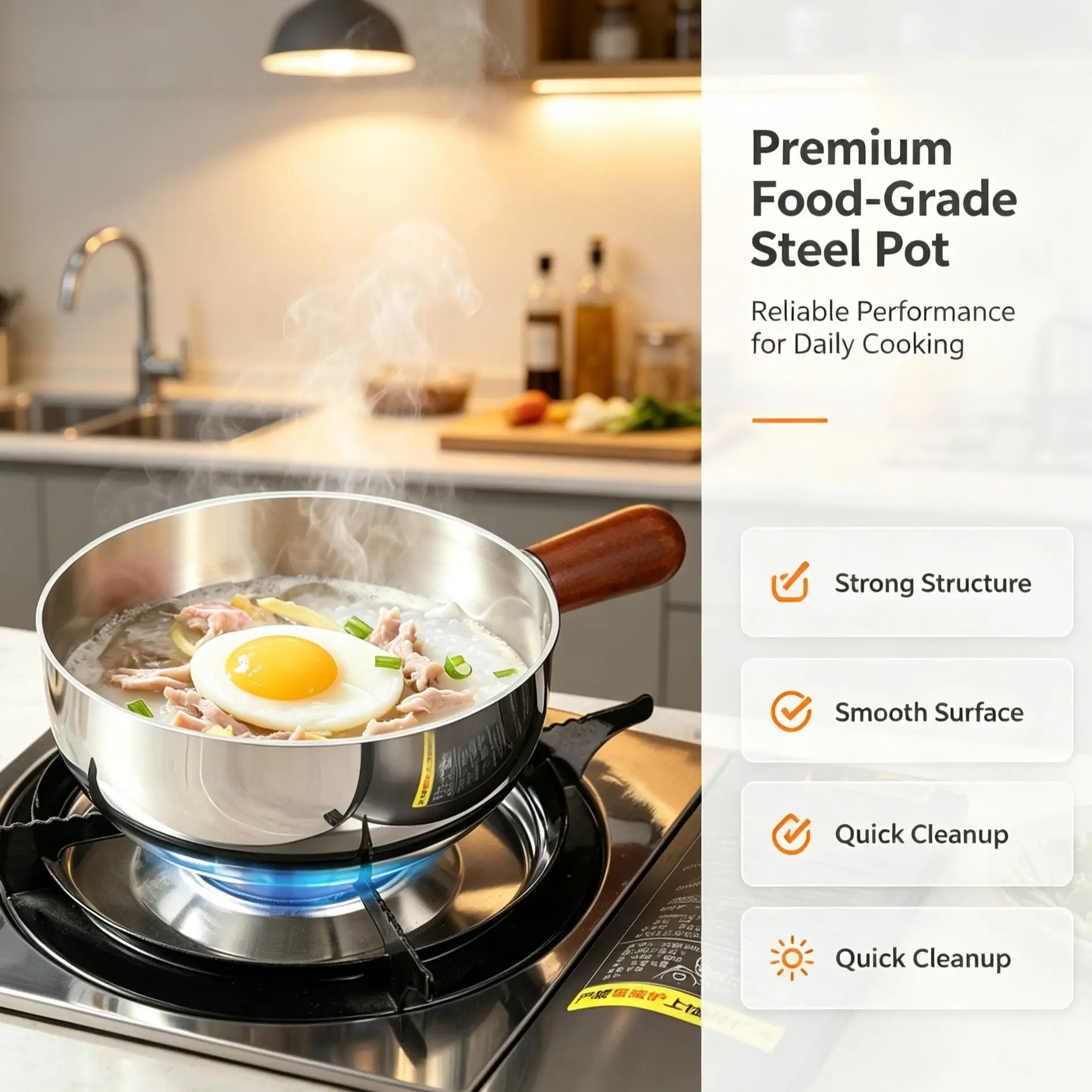 201 Stainless Steel Double Ear Handle Salad Bowl Wide Mouth Convenient For Fruit Vegetable Mixing Cooking