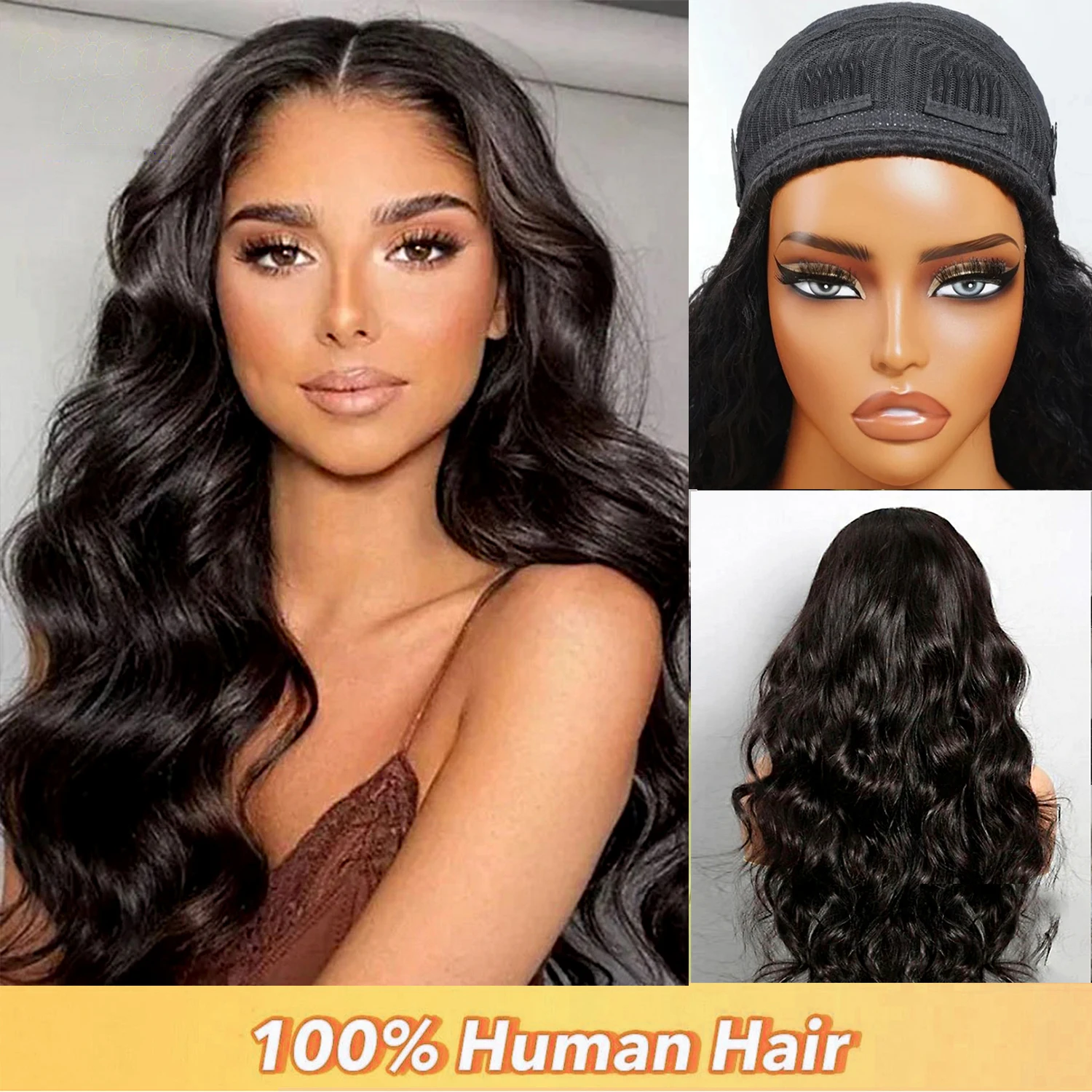 

34-дюймовые 3 в 1 бесклеевые парики из человеческих волос Объемная волна парики из человеческих волос Полный машинный парик черный 100% Парики из человеческих волос для женщин