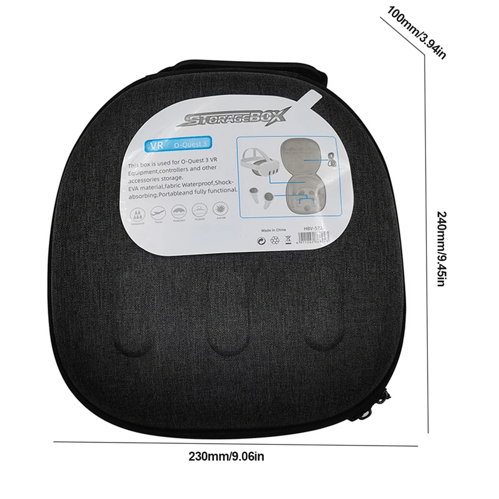 حقيبة تخزين محمولة مقاومة للصدمات، حقيبة واقية مضادة للخدش مع جيب شبكي لملحقات Meta Ques 3 VR