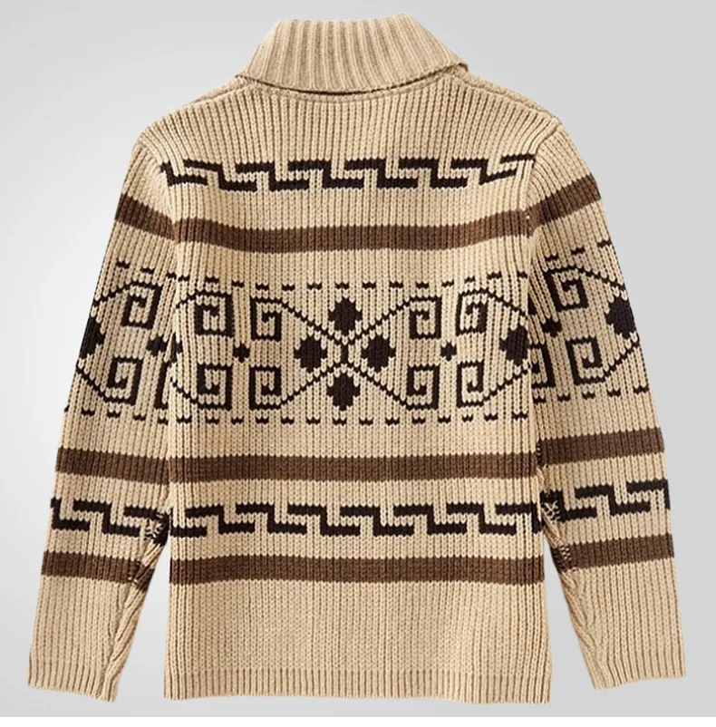Herren Herbst Winter Mode Strickjacke Jacke Slim Fit Langarm Strickpullover mit stilvollem Revers Design lässig elegant Out – Detail 7