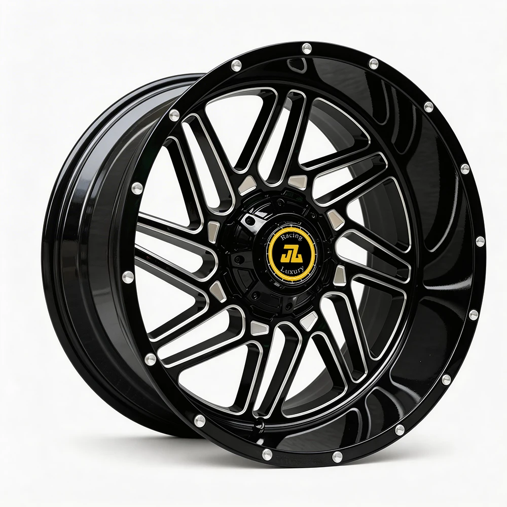 22x12 Inch Black  Milling Window  Alloy Wheels 6x135/139.7 CB110 ET-44 for Passenger Cars