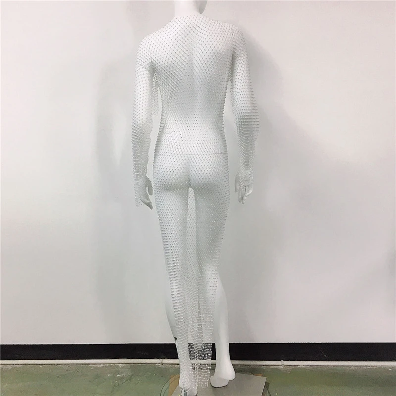 Glitzerndes Strass-Netzkleid für Damen, Transparentes Mesh-Strandkleid, Party-Club-Maxikleid 2026, Atmungsaktives Sommerkleid für Frauen – Detail 10
