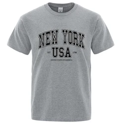 New York Usa Est 1788 Street City Letter Tops Men O-Neck Shirt Summer Loose Clothing Loose Cotton Oversize Tshirt Hip Hop Tops