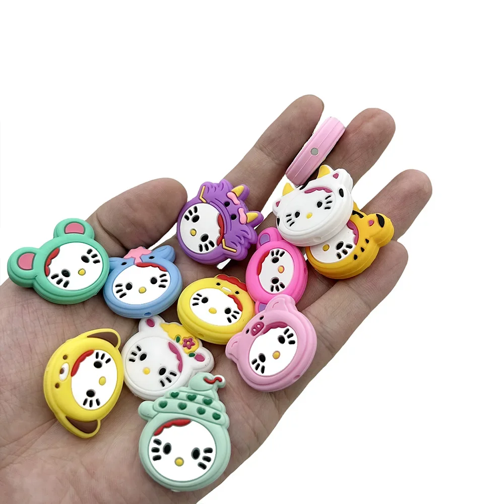 10PCS Silicone Beads Twelve Zodiac Animal Beads Baby Chewing Toy Pen Beads DIY Nipple Chain Jewelry Accessories Kawai Gifts