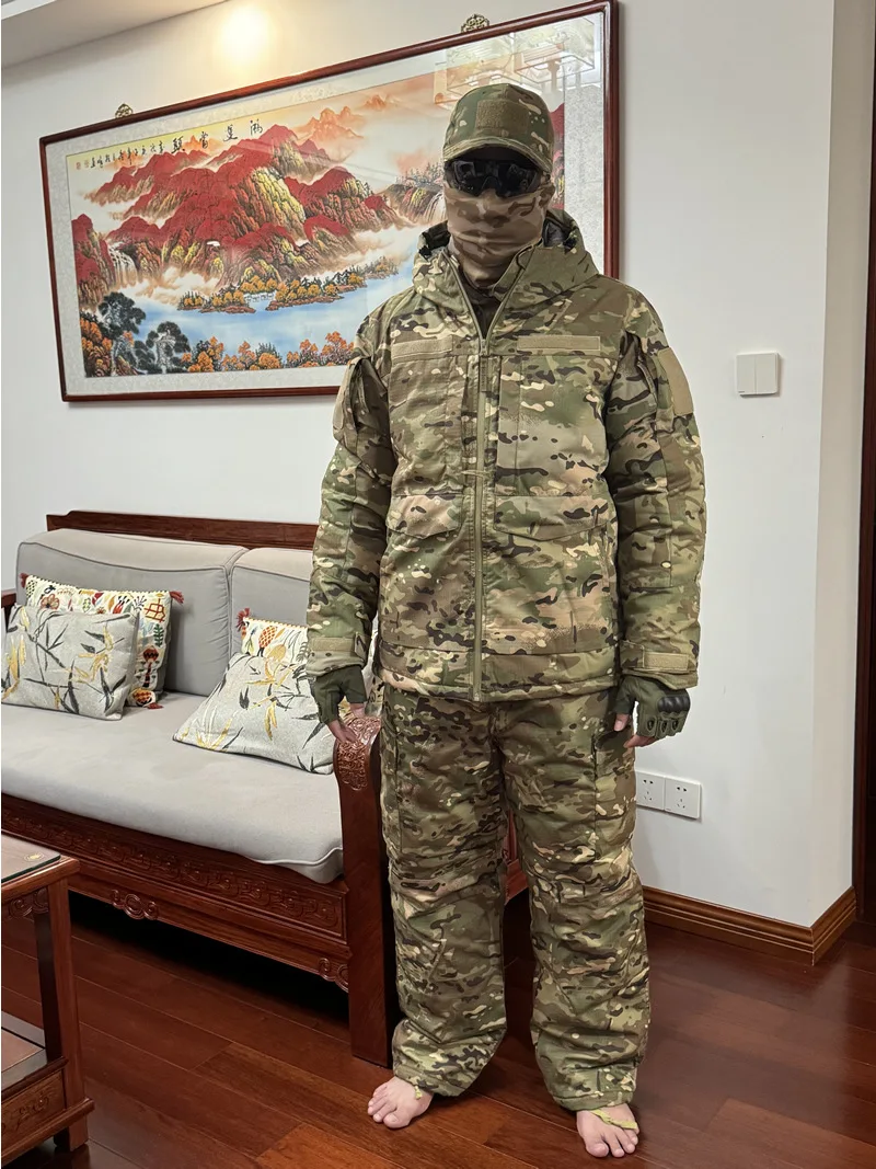 Men’s Thermal Reflective Camo Jacket, Heavy Winter Work Coat, Insulated Warm Parka for Outdoor Work & Hiking