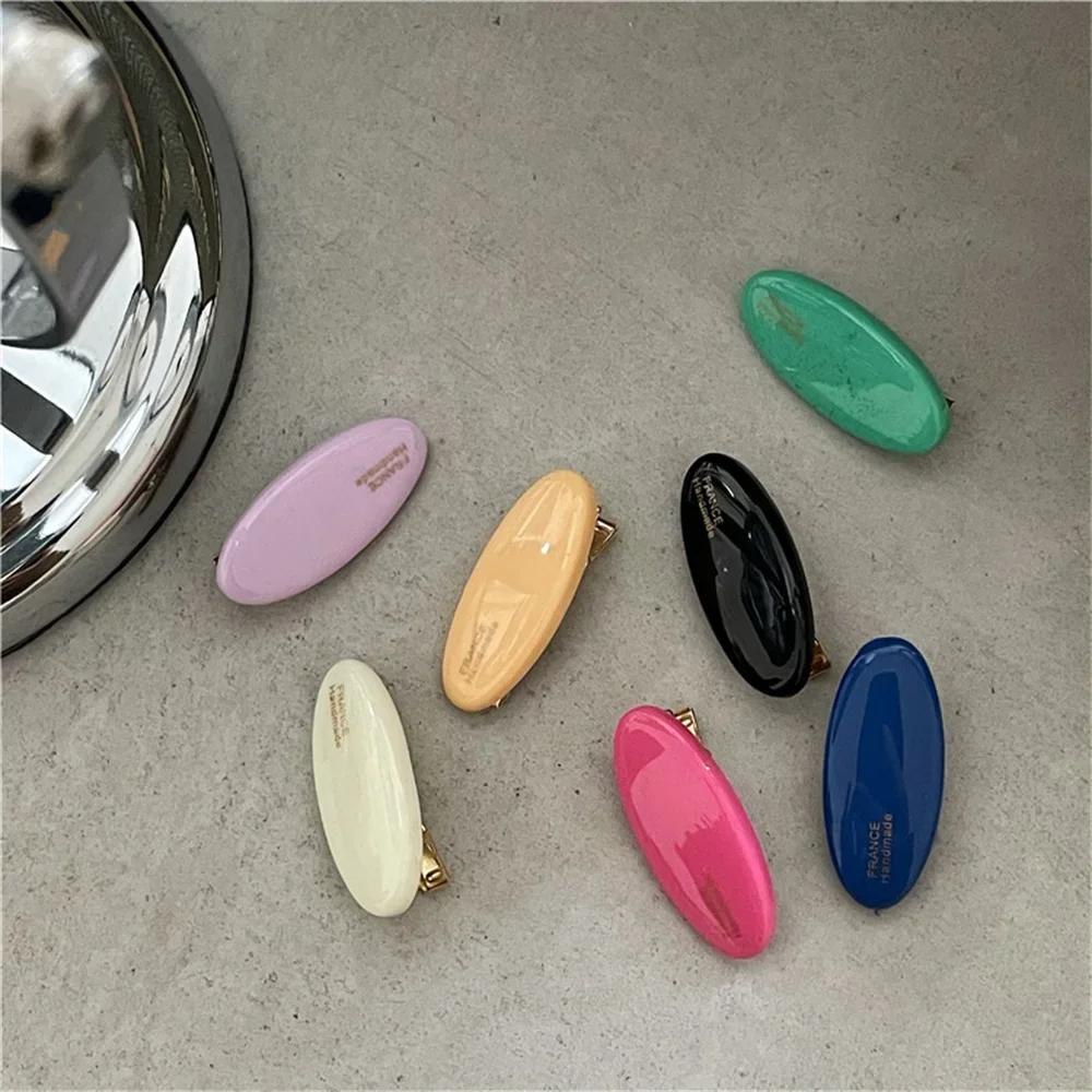 Lovely Oval Acrylic Hairpin Sweet Candy Color Duckbill Hair Clips for Women Girls Simple Cute Multi-color Hair Accessories