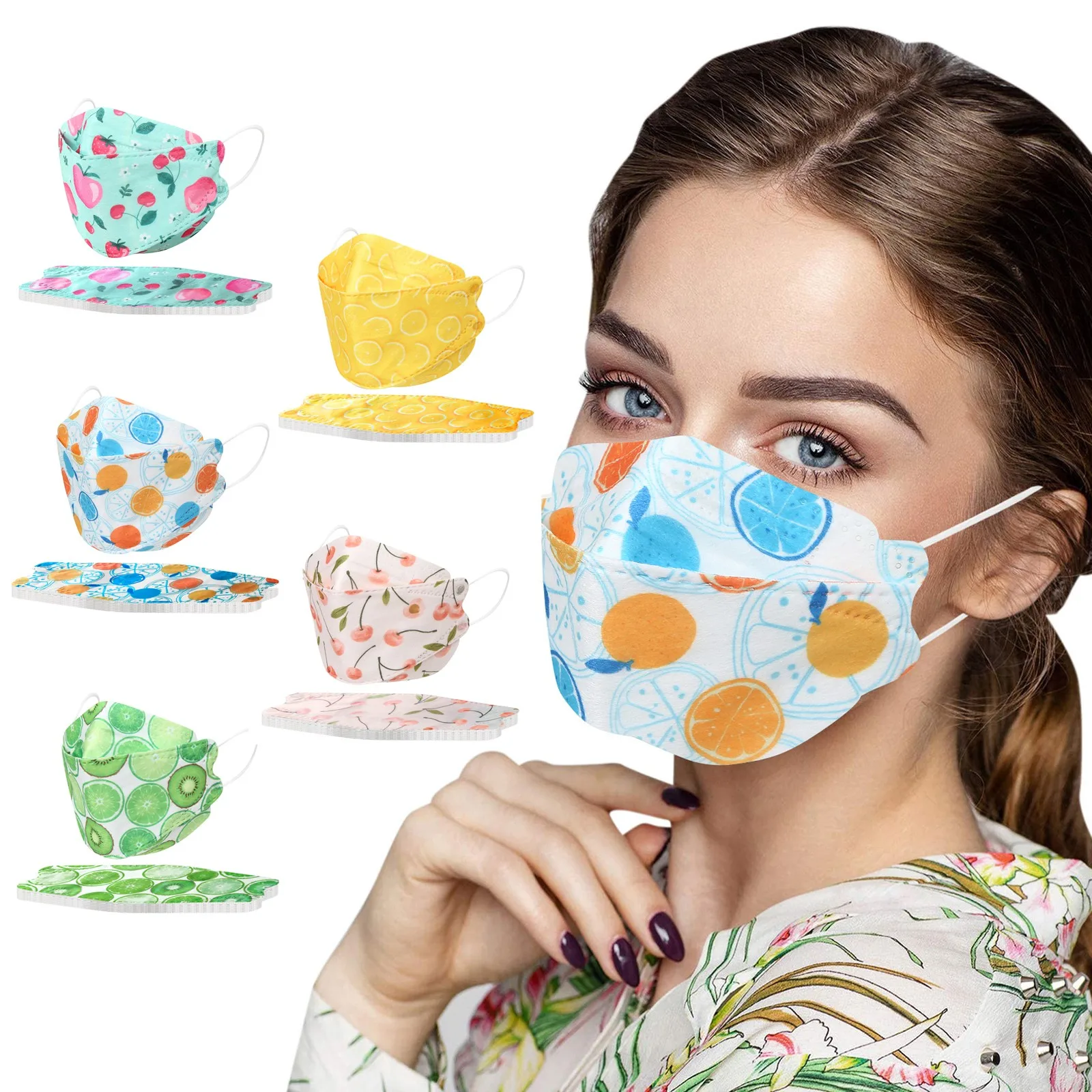 Cute Printed Face Mask Colorful Fruit Pattern Disposable Face Covering 3d Shaped Protective Mask Women Daily Outdoor Use 2026 T1
