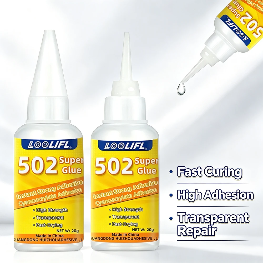 502  Super Glue Instant Strong Cyanoacrylate Adhesive Fast Drying Clear Repair Glue for Plastic Metal Wood Ceramic Glass Rubber
