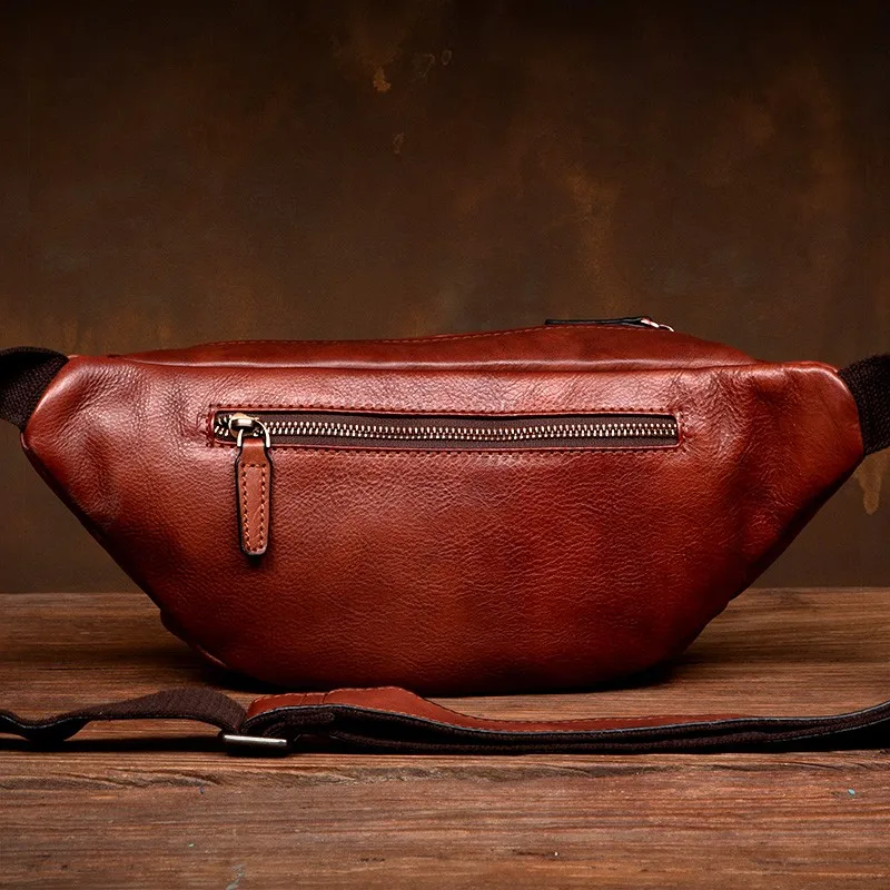 Retro genuine leather commuting fashion shoulder bag top layer vegetable tanned cowhide mobile phone crossbody bag
