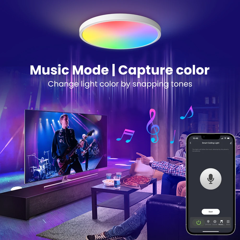 AVATTO WIFI Smart LED Ceiling Lamp,RGB CW Light for Living Room Decoration,Smart life APP Remote Control,Voice Control for Alexa