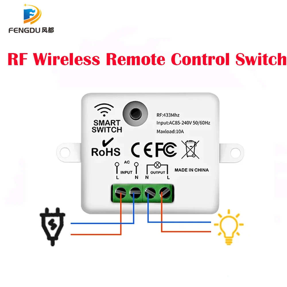 

Interruptor Wall Smart Lighting Switch 10A 110V 220V For Lamp LED Wireless Light Switch 433MHz Remote Control