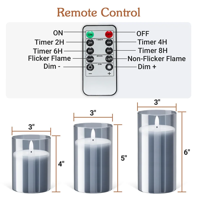 

【Superdeals】1Set Flameless Candles For Christmas Wedding, Table Decorations Christmas Candles Battery (Grey)