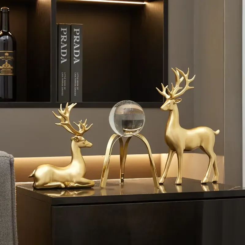 Deer pattern housewarming gifts: new Chinese entrance wine cabinet, office home decorations, living room decoration ornaments