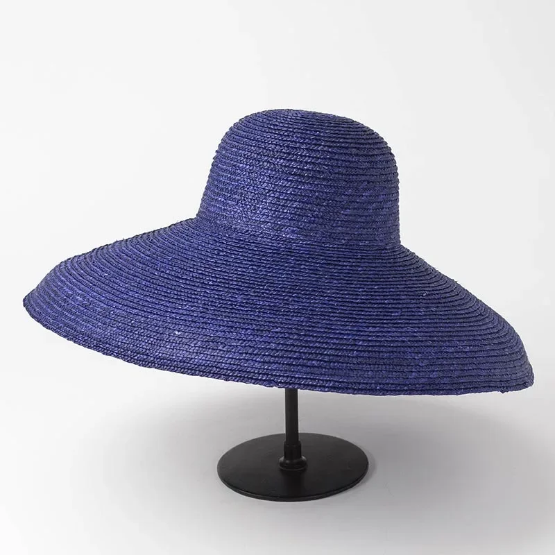 Women Natural Wide Brim Wheat Straw Hat Royal Ascot Derby Big Brim Sun Hat Millinery DIY Craft Straw Hat Base Summer Beach