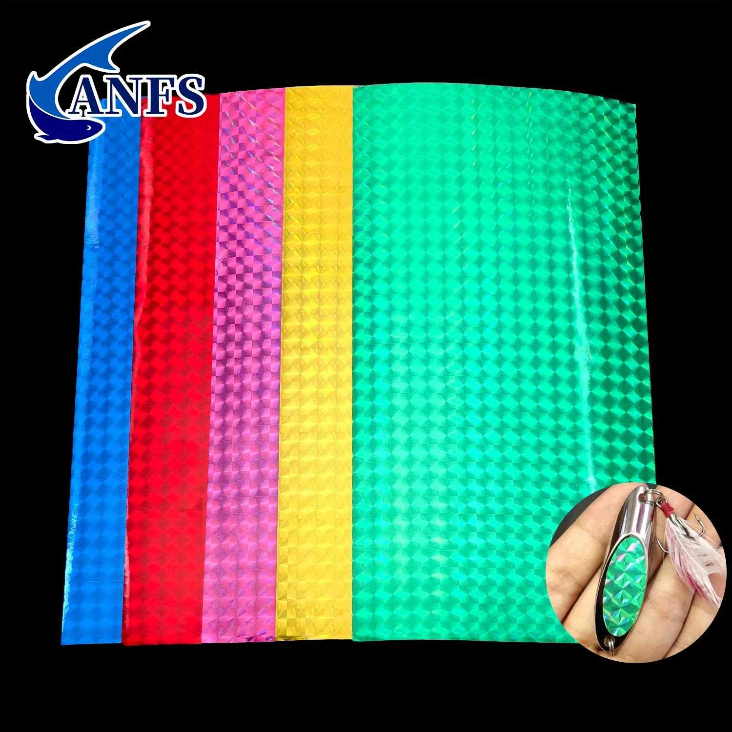 ANFS 10-Pack Mixed Color Fly Tying Flash Tape, Universal Adhesive Fishing Lure Stickers, DIY Lure Decal for Artificial Baits