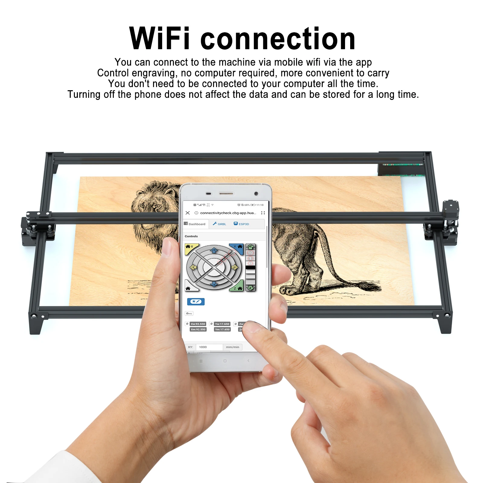 Zbaitu CNC WiFi grawer laserowy wycinarka grawerka router Lightburn grbl sterowanie telefonem komórkowym