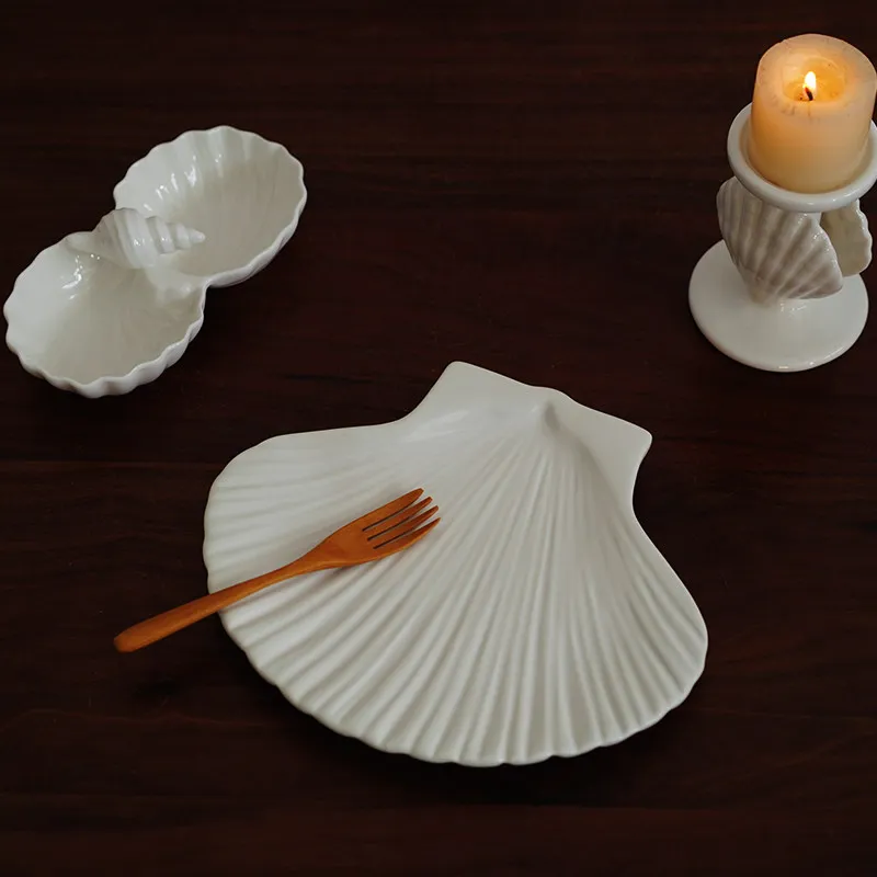 

Shell-shaped Ceramic Plate, Dim Sum Plate, Ocean-themed Seafood Plate