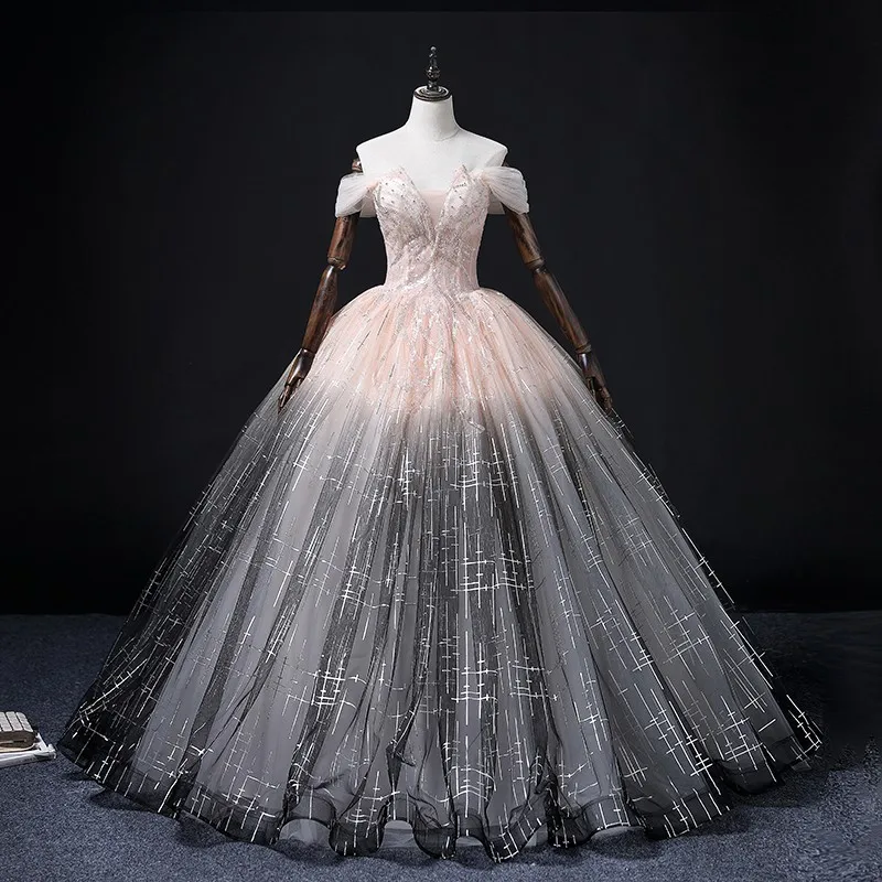 2022 Mới Gradient Màu Quinceanera Áo Sáng Bóng Đảng Hứa Bầu Cao Cấp Ôm Vai Quinceanera Đồ Bầu Tùy Chỉnh