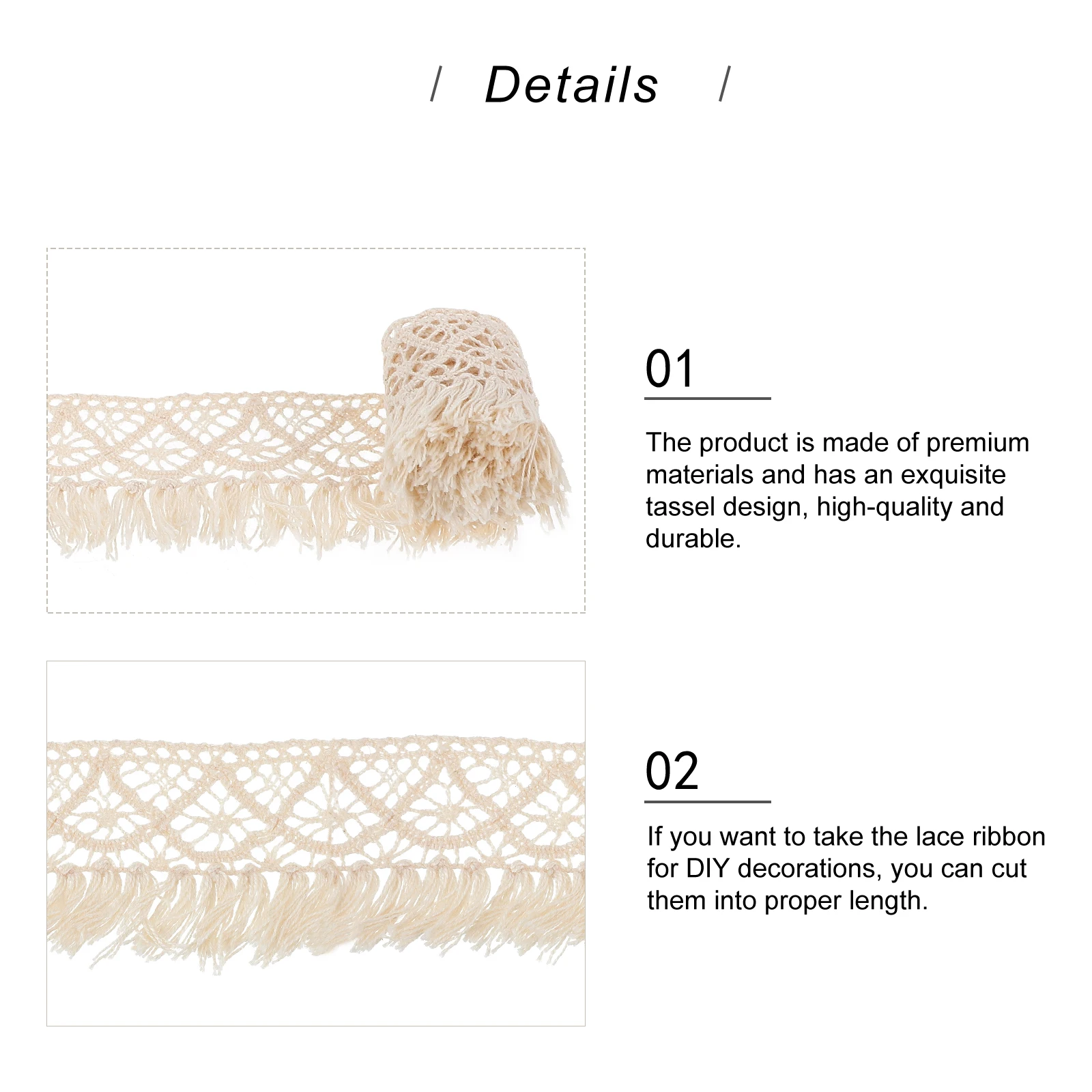 

10 Yards Tassel Lace Crochet Ribbon Cotton Soft Trim Wedding Dress Decorative Border Fabric Embroidered Applique Fringe Gift Bag