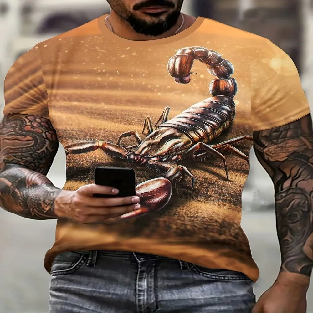 Novelty Men\'s T-Shirts Classic Animal Scorpion 3D Printed T-Shirts Short Sleeve Hip Hop T-Shirts Streetwear T-Shirts Oversized