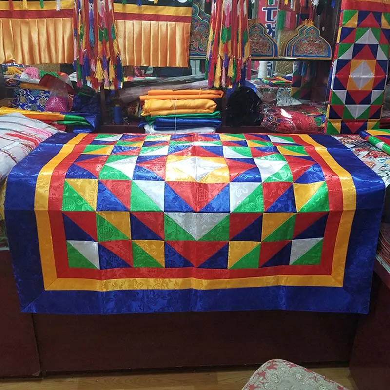 

Wholesale Buddhist supply Tibet Nepal family home Buddhism Temple Auspicious Embroidery Buddha statue Altar cover Table cloth A+