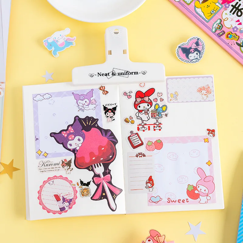 24Pcs Sanrio Hello Kitty Sticker Book Melody Cinnamoroll Card Cartoon Cute Sticker Hand Account Decoration Kids Toys Gifts