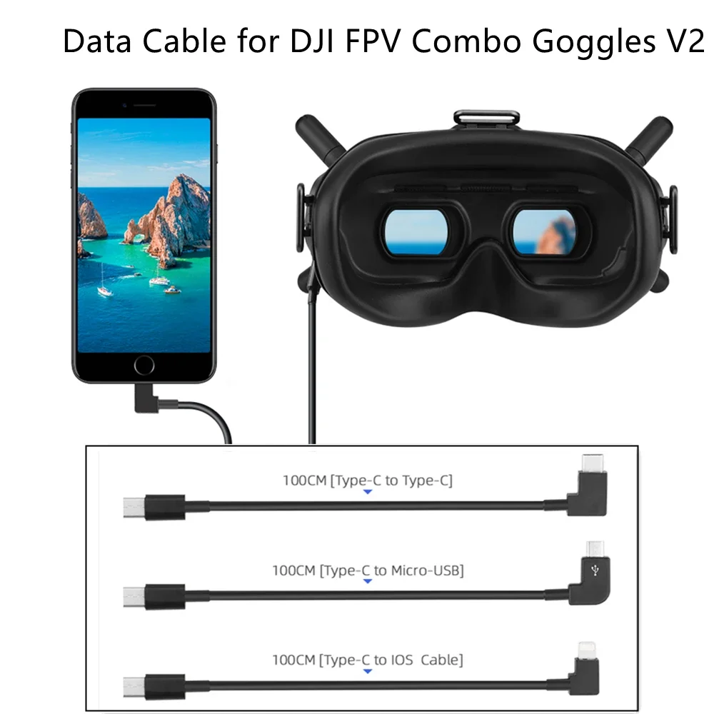 Cable de datos para DJI FPV Combo gafas V2 IOS/Tipo C/Adaptador microusb para Ipad Air/MINI tableta IPhone, gafas, accesorios