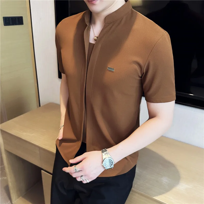 Men\'s Summer High Quality Casual Short-sleeved Shirts/Male Slim Fit Lapel Fashion Business and Casual Shirt Plus S-4XL