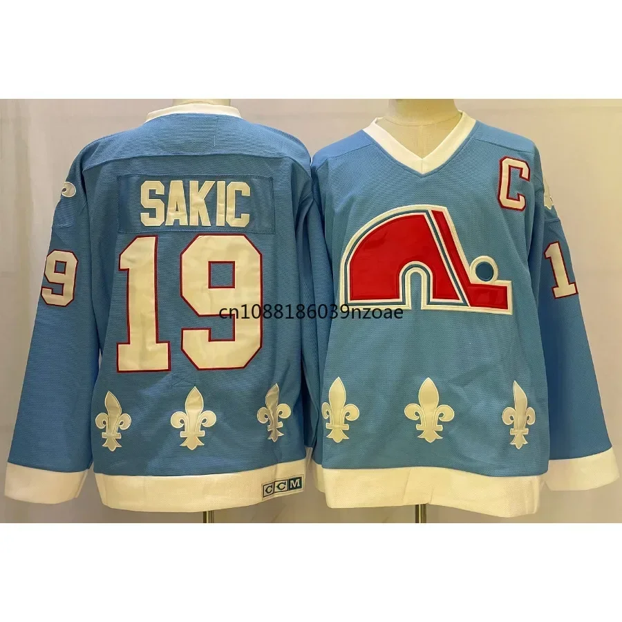 Joe Sakic Jersey 19 Quebec Ice Hockey Jersey Retro Sport Sweater Old Team Stitched Letters Numbers Top Quality More Color S-XXXL