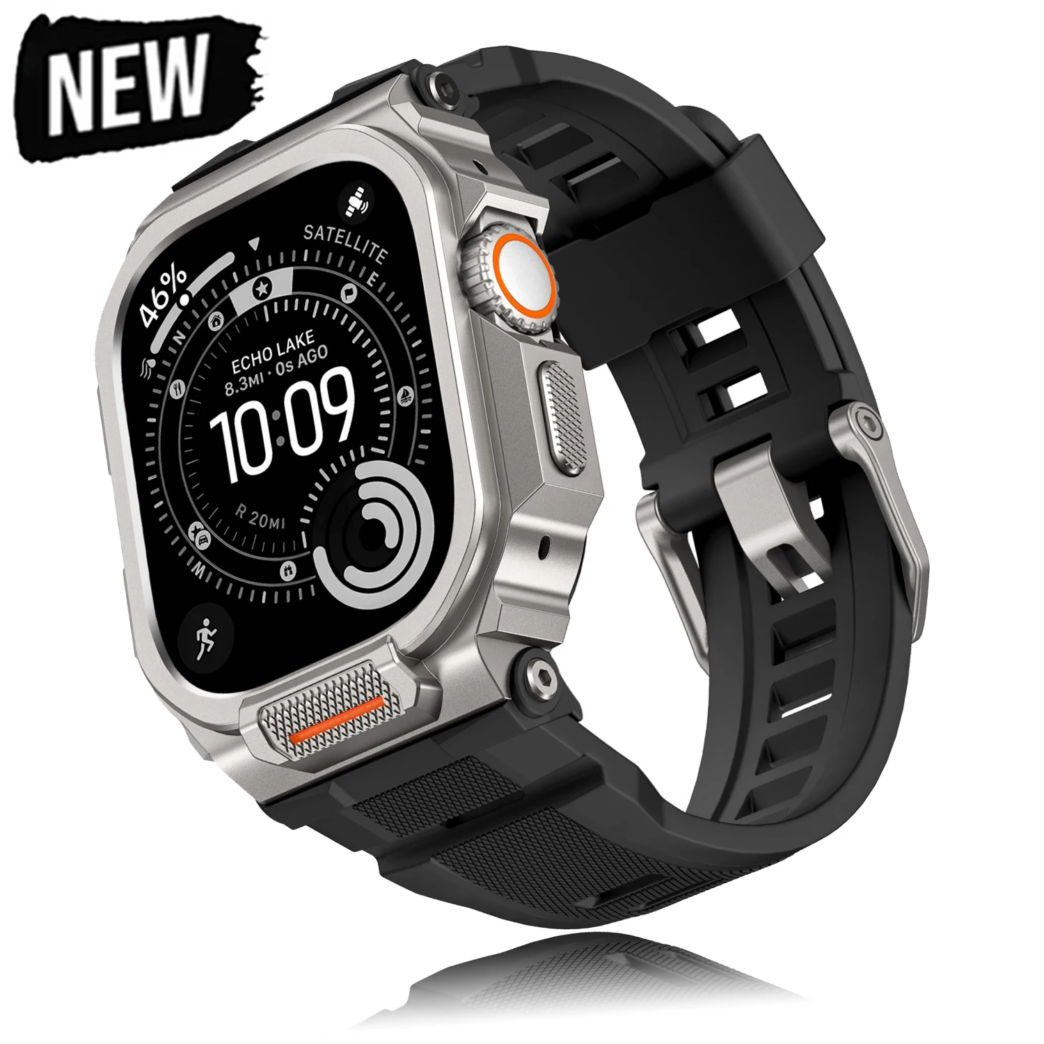 【セール中】Apple Watch Ultra 3 2 49mm バンド スポーツシリコンブレスレットストラップ メタル保護バンパー付き iWatch 49MM用改造キット