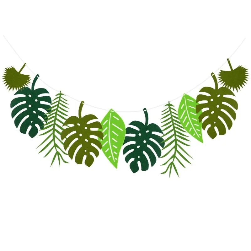 Guirlande de feuilles de palmier en feutre pour fête hawaïenne, mariage estival, jungle, safari, décoration d'anniversaire