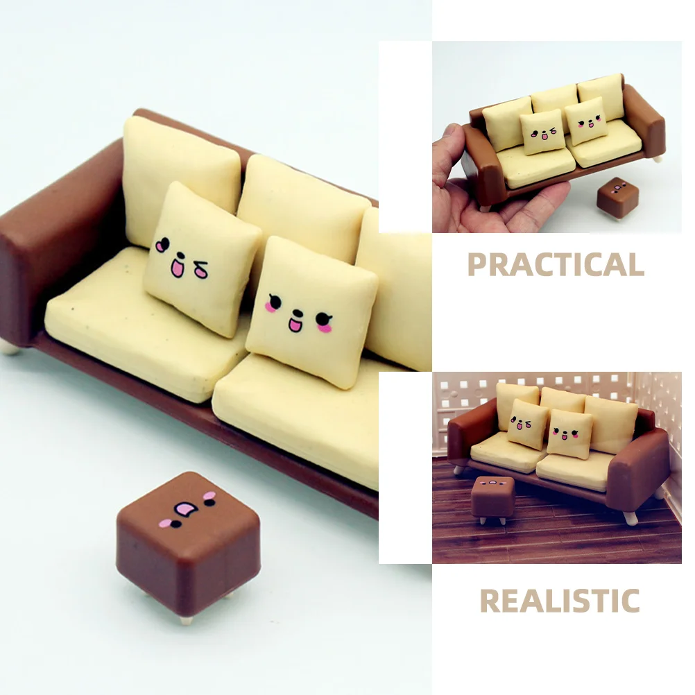 Dollhouse Sofa Armchair and Stool Couch Miniature Furniture Adorable Victorian Bench