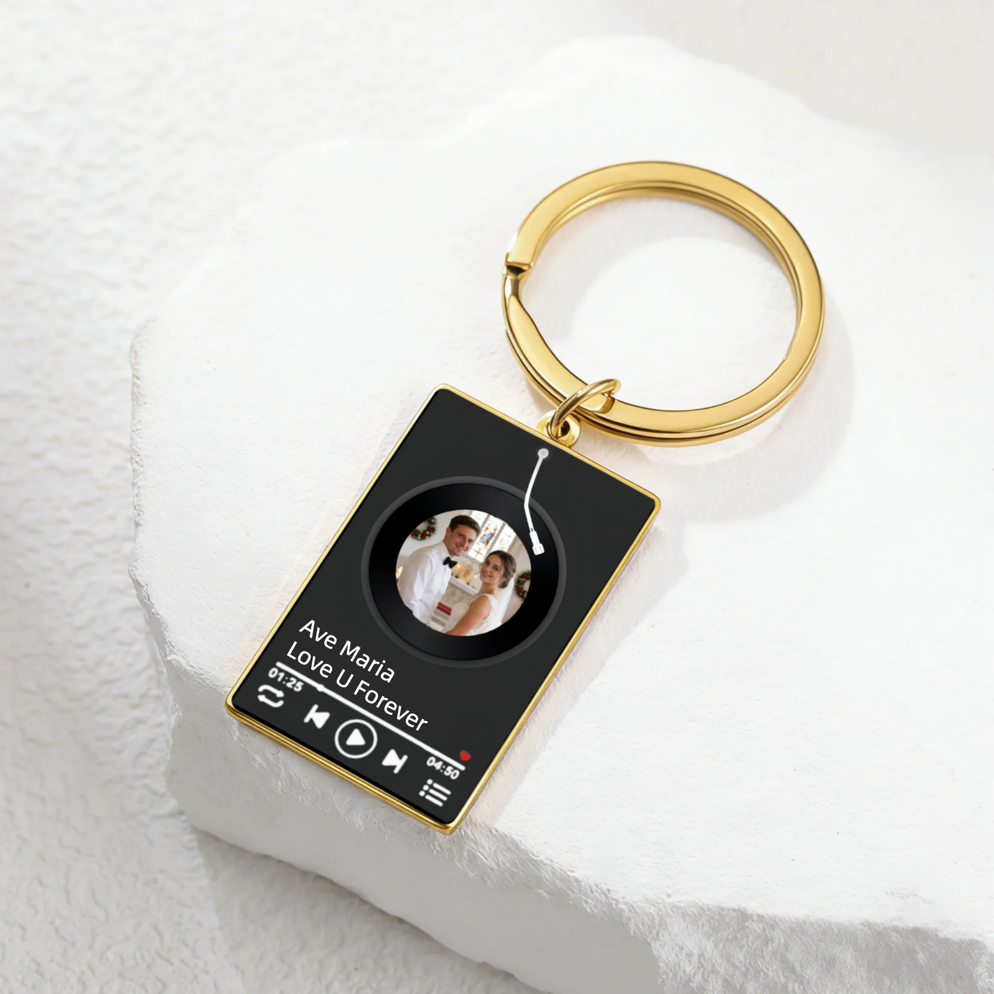 سجل فينيل شخصي مع سلسلة مفاتيح صور مخصصة أغنية صورة المفاتيح ألبوم مخصص كيرينغ الموسيقى الحب المفاتيح زوجين هدية