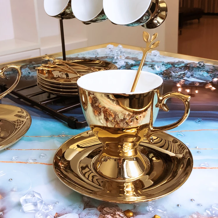 Conjuntos de taza y platillo taza de café Café de cerámica té de la tarde taza de café Vintage con plato cuchara utensilios para beber para el hogar