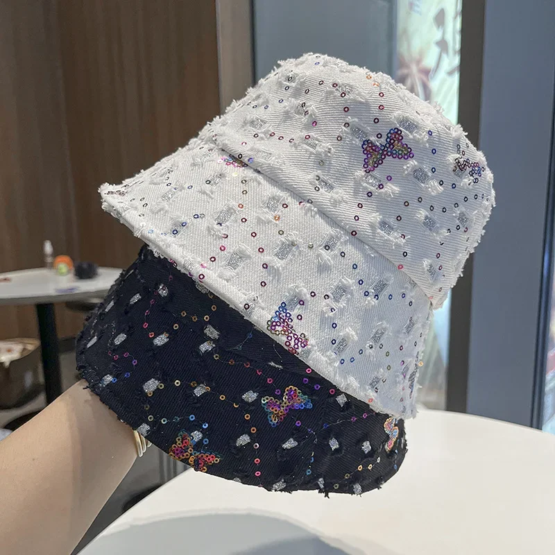 

Four Seasons Fashion Sequin Fisherman Hat Men and Women Outdoor Sunshade Basin Hat