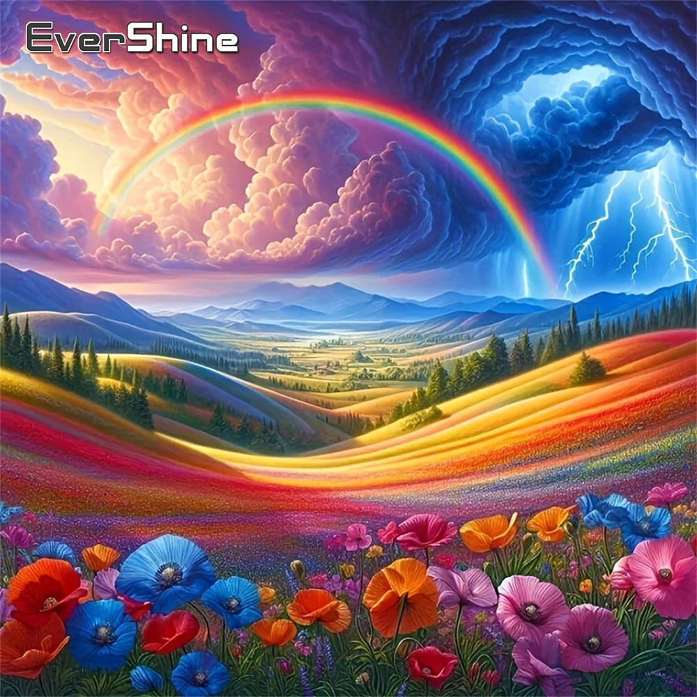 Evershine Diamantmalerei Landschaft Vollbesatz Quadratische Stickerei Wolkenbild Strass-Mosaik Blumen Handgemachtes Hobby