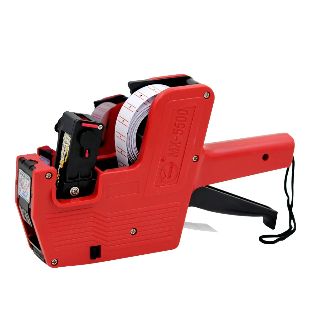 MX-5500 8 Digits Handheld Price Tag Gun Labeler Labeller Stickers Label Paper +1 Ink Roll Manual Pricing Labels Machine Random