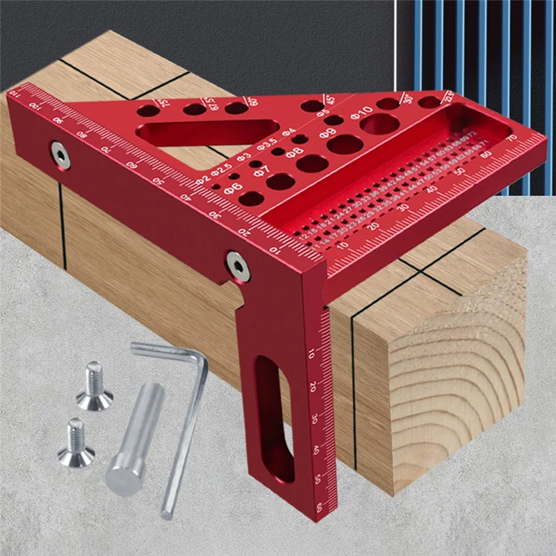 ABRB-木工直角分度器、ダボピン付き木工直角定規、アルミニウム合金マイター三角定規、アングラースクライバー