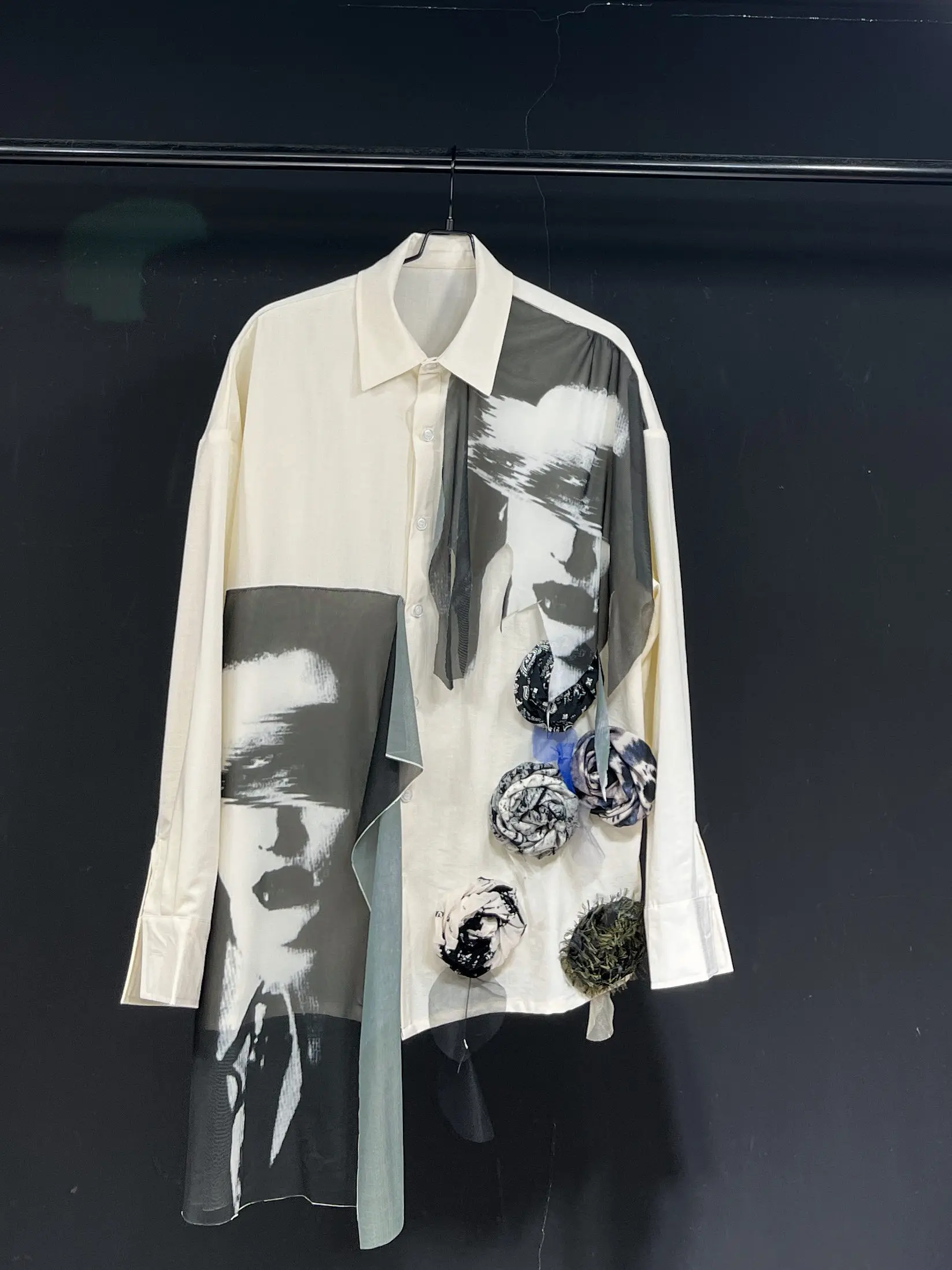 High Street Shirts Men's New Portrait Manson Printed Loose Casual Long Sleeve Shirt Men Clothing Streetwear