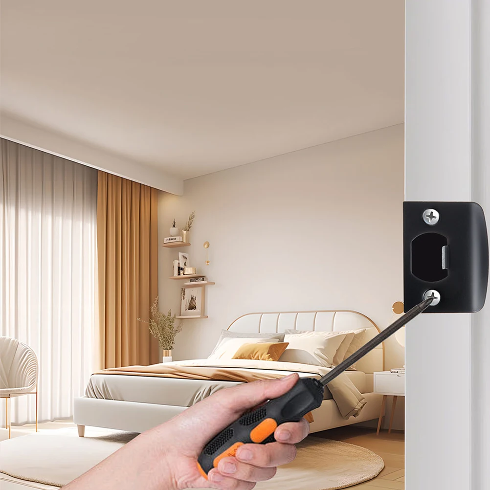 2 stücke Edelstahl Locking Zunge Nut Tür Latch Abdeckung Strike Platte Große Loch Riegel Striker Hardware Tür Knopf platte