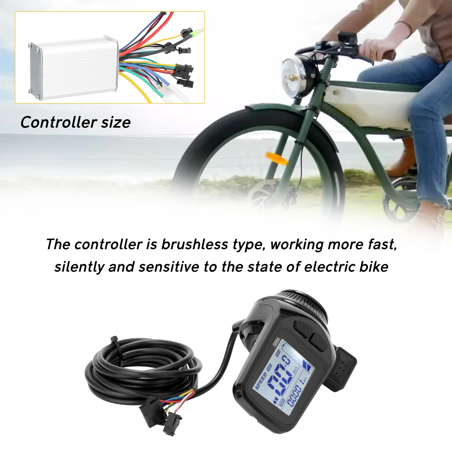 Picture 4: 350W Motor Brushless Controller LCD Display Panel Thumb Throttle Easy Using Electric Bicycles Scooter Brushless Controller Kit
