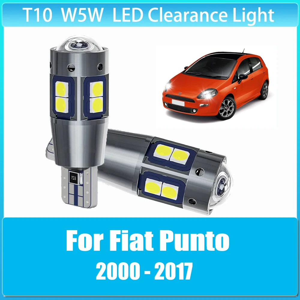 2 x T10 W5W Clearance Lamp CANbus Width Light Bulb Super Bright for Fiat Punto 2000 2001 2002 2003 2004 2005 2006- 2016 2017